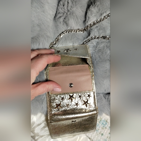 JIMMY CHOO Silver Star Wallet On Chain Gold Star-Embellished Pre-owned - Picture 6 of 10